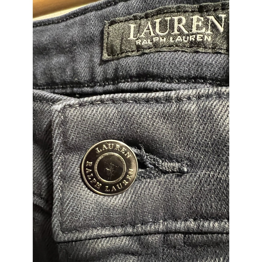 Lauren Ralph Lauren Womens Dark Blue Waxed Straight Stretch Jeans Size 8 - Picture 4 of 7